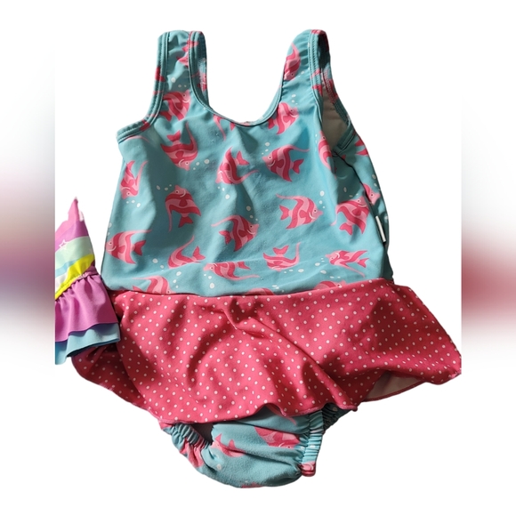 Iplay Wonder Nation 2T Toddler Girl Swimsuit Lot Unicorn One Pc Reusable Diaper - Picture 4 of 12